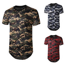 2021 Summer Men's Camouflage T-shirt New Hole Large Size Ripped Short-sleeved Hip-hop T-shirt Men Clothing 2024 - buy cheap