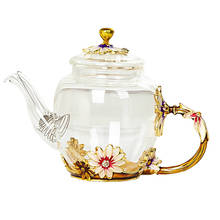 Beautiful Enamel Crystal Tea set daisy Glass Teapot for Hot and Cold Drinks Home Drinkware Office kettle Teaware set coffee pot 2024 - buy cheap