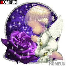 HOMFUN Full Square/Round Drill 5D DIY Diamond Painting "Angel child flower" 3D Diamond Embroidery Cross Stitch Home Decor A30242 2024 - buy cheap