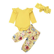 Citgeett-ropa de otoño para niñas, camisetas amarillas, mono estampado Floral, trajes de otoño y primavera, 3 uds. 2024 - compra barato