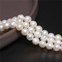 7-8mm White Real Near Round Pearls Freshwater Natural Pearl Beads For DIY Necklace Bracelets Earring Jewelry Making 14" Strand 2024 - buy cheap