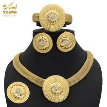 ANIID Dubai-Juego de joyas de oro para mujer 2021, conjunto de colección de novia India, Marruecos, collar grande, anillo etíope brasileño 2024 - compra barato