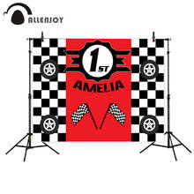 Allenjoy photophone background 1st birthday lattice racing car tire banner child party photography backdrop photocall photobooth 2024 - buy cheap