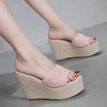 pink womens shoes slip on shoes for women womens wedge sandals 2020 Flip Flops Slides Bohemian shoes wedge flip flops LJB38 2024 - buy cheap
