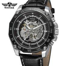 WINNER Mechanical Watches Men Black Leather Strap Top Brand Luxury Automatic Wristwatches Skeleton Luminous Hands Dial Men Watch 2024 - buy cheap