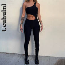 Gothic Trousers for Women Bodycon Sleeveless Active Wear Skinny Outfits  Casual Black Overalls One Shoulder Sporty Jumpsuit 2024 - buy cheap