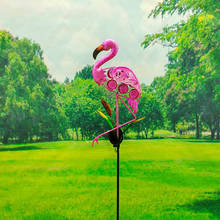 Solar LED Light Metal Hollow Flamingo Lawn Stake Lamp Yard Art Garden LED Solar Light Flamingo Waterproof Lawn Stakes Lamps Yard 2024 - buy cheap