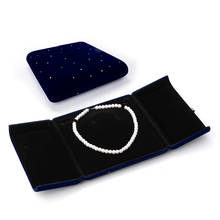 Caja de embalaje de joyería de collar de perlas de terciopelo azul oscuro de alta calidad para pendientes, anillo de boda, expositor colgante, estuches de regalo para amantes 2024 - compra barato