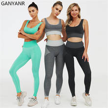 GANYANR Tracksuit Gym Clothing Jogging Yoga Sets Women Workout Sportswear Fitness Set Leggings Bra Seamless Suits Sweat Bodysuit 2024 - buy cheap