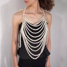 Florosy Long Multilayer Bead Necklace Imitation Pearl Necklace Body Jewelry for Women Party Costume Elegant Lady Choker Pendant 2024 - buy cheap