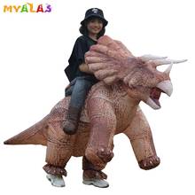 Rider Triceratops-Disfraz inflable de Halloween para hombre y mujer, traje para adultos y niños, Dino Blowup, fiesta de navidad 2024 - compra barato