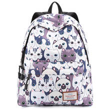 Mochila con estampado de gato para mujer, morral escolar de Material suave, para adolescentes, alivia el estrés, 2019 2024 - compra barato