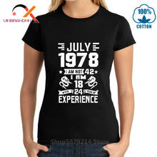 Винтажная футболка, Женская хлопковая футболка, Классическая футболка на день матери, лучший подарок на день рождения, лучшее качество, была рождена в июле 1978 года 2024 - купить недорого