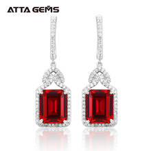 Red Ruby Real Sterling Silver Earring Women Charming Style Created Ruby 12 Carats Octagon Cut Wedding Jewelry Gifts 2024 - buy cheap