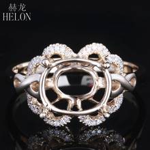 HELON 8x10mm Oval Cut Solid 14K Yellow Gold Natural Diamond Engagement Wedding Semi Mount Ring Setting Women Fine Jewelry 2024 - buy cheap