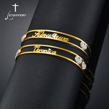 Letvariy pulseira personalizada de zircônia com nome do coração para mulheres bracelete dourado de aço inoxidável personalizado com placa de identificação pulseiras joias presentes 2024 - compre barato