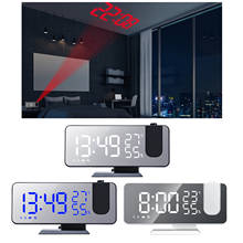 FM-радио, будильник, цифровые часы с функцией повтора, зеркальные настольные светодиодные часы с проекцией времени 2024 - купить недорого