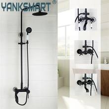 YANKSMART-Juego de ducha negro para baño, grifo mezclador de lluvia de 8 "montado en la pared, 3 funciones, válvula mezcladora, novedad 2024 - compra barato