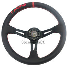 High Quality 2021 14 inch 350mm Steering Wheels Red Sewing Line Leather Racing Drift Car Sport Steering Wheels Universal 2024 - buy cheap