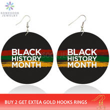 SOMESOOR Both Sides Printed Black History Month Afro Wood Drop Earrings With Africa Colors Melanin Wood Jewelry For Women Gifts 2024 - buy cheap