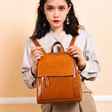 Retro Genuine Leather Women Backpack Multiple Layered Colorful Casual Backpacks Girls School Bag Luxury Ladies Mochila 2022 New 2024 - buy cheap