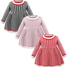2021New winter knitted dress autumn children warm Sweater dress for girls infant casual lattice Pleated princess dress 0-5Y 2024 - buy cheap
