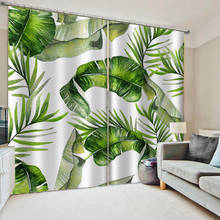 Nórdico tropical folhas de banana tratamentos janela cortinas valance sala estar decoração tecido palma e samambaia cortina 2024 - compre barato