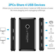 KVM-переключатель USB 3,0 2,0, 2 порта, 4 устройства для клавиатуры, мыши, принтера, монитора с 2 USB-кабелями 2024 - купить недорого
