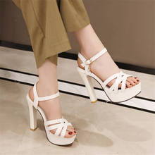 Sandalias de tacón alto con plataforma para Mujer, zapatos sexys con punta abierta de 9,5 cm, de fiesta, color blanco 2024 - compra barato