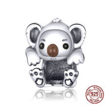 Koala bebê genuíno do vintage 925 prata esterlina beads fit original pulseira de charme pulseira de prata esterlina moda fazer jóias 2024 - compre barato