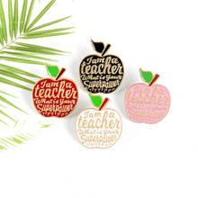 4 Colors Apples Enamel Pins Custom Teacher Super Power Brooches Fashion Bag Button Badge Enlightenment Jewelry Gift for Teachers 2024 - buy cheap