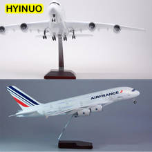 1/160 Scale 50.5CM Airline Airbus A380 Air France Airplane Model W LED Light & Wheel Diecast Plastic Resin Plane For Collection 2024 - buy cheap