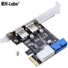 En-Labs, 4-портовый PCIE PCI-e на USB 3,0 (2 x Type A + 20-контактный внутренний) концентратор карт расширения, адаптер PCI Express с питанием Molex 2024 - купить недорого