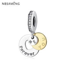 NBSAMENG 100% 925 Sterling Silver Bead You & Me Forever Love Golden Charm Fit Original Bracelets DIY Women Jewelry 2024 - buy cheap