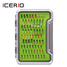 ICERIO-Kit de moscas de pesca con mosca, 74 unidades, caja de Midge, zumbador, ninfas para pesca 2024 - compra barato