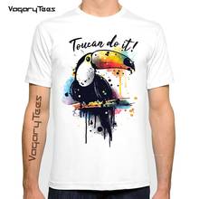 Criativo Pássaro Aquarela Padrão T-Shirt do Projeto da Novidade Dos Homens Tucano fazê-lo Imprimir Camiseta Nerd Verão Estilo Tops T Homme 2024 - compre barato