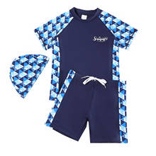Kids Boys 2 Piece Swimsuit Bathing Suit Letter Print Short Sleeve Drawstring Tops Trunks Shorts Rashguard Sets Children Swimwear 2024 - buy cheap