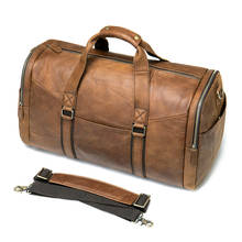 Vintage Men's Luggage Travel Bag Duffle Bag Large Tote Weekend Bag Man Travel Bag Male Outdoor Bag Genuine Leather Shoulder Bag 2024 - buy cheap