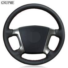 DIY Hand-stitched Black Genuine Leather Car Steering Wheel Cover for Chevrolet Epica 2006 2007 2008 2009 2010 2011 2012 2013 2024 - buy cheap