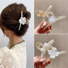 2021 New Korean Simulated Pearl Flower Sweet Crystal Elegance Temperament Fairy Hair Claws Clips  For Women Fashion Accessories 2024 - buy cheap