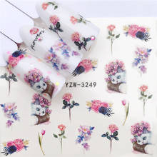 YZWLE 1 шт. панда/Черная роза/цветок переводная наклейка для ногтей Красота красный клен искусство 2024 - купить недорого