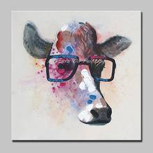 Mintura Hand Painted Cow Animal Oil Painting On Canvas Abstract Picture Modern Pop Art Wall Paintings For Living Room Home Decor 2024 - buy cheap