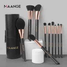 MAANGE 10Pcs Black Makeup Brushes with Bucket Foundation Powder Blush Eyeshadow Eyebrow Eyeliner Maquiagem Brush Make Up Tools 2024 - buy cheap