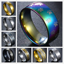 Classic Men Ring Jewelry Rainbow Footprint Black Dragon Inlay Comfort Fit Stainless Steel Rings for Men Wedding Ring Size 7-11 2024 - buy cheap