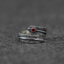 Sa silverage anel de penas, joias para mulheres, vintage, anel masculino aberto, prata pura 925, prata tailandesa, vento indiano 2024 - compre barato