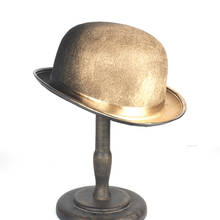 Women Men Gold Steampunk Bowler Hat Topper Top Hats Fedora Cosplay Magician Billycock Groom Hat Size 58CM 2024 - buy cheap