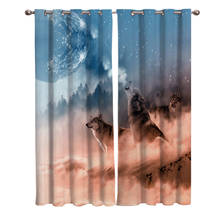 Noite céu lobo animal lobos uivando cortinas para crianças sala de estar cozinha cortina casa quarto tratamento janela 2024 - compre barato