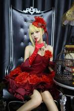 [Personalizado] anime fate grand order fgo sabre rosa vermelha lindo vestido cosplay traje feminino halloween frete grátis 2024 - compre barato