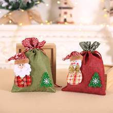 Cartoon Santa Snowman Christmas Apple Biscuit Candy Storage Bag Linen Bundle Pocket Candy Gift Holder Happy New Year Party Decor 2024 - buy cheap