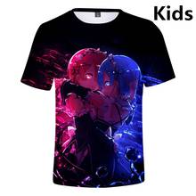 3 To 14 years Kids t shirt Re Zero 3d printed T-shirt boys girls Rem and Ram Anime Tshirt Tee Shirt children clothes 2024 - buy cheap